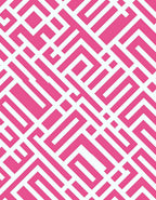 Vibrant Pink White Geometric Maze Rug