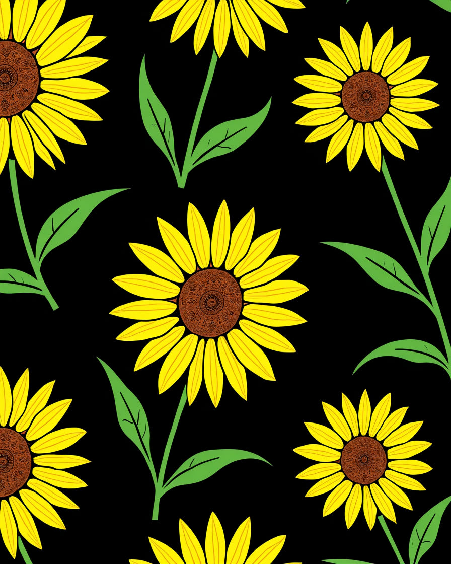 Vibrant Yellow Sunflowers Pattern Design Rug
