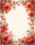 Coral Floral Vines Textured Rug