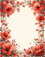 Coral Floral Vines Textured Rug