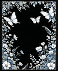 Elegant White Butterfly Floral Pattern Rug