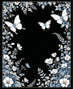 Elegant White Butterfly Floral Pattern Rug