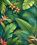 Lush Tropical Rainforest Floral Pattern Rug