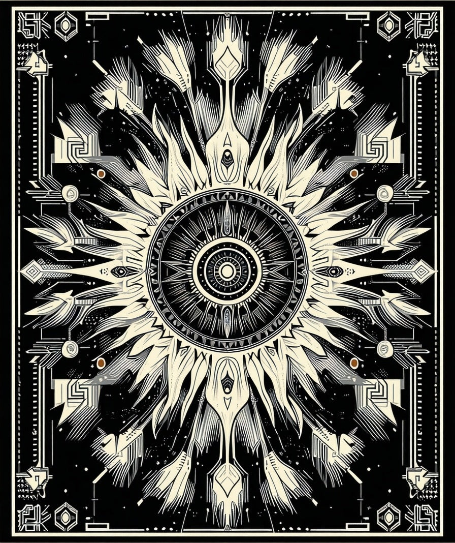 Abstract Sunburst Geometric Pattern Rug