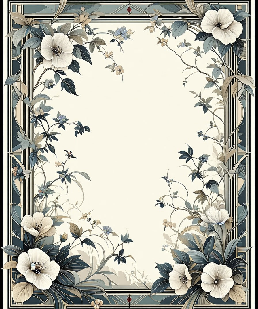 Art Nouveau Floral Swirl Pattern Rug