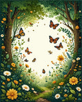 Whimsical Butterfly Garden Scenic Print Rug