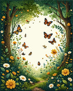Whimsical Butterfly Garden Scenic Print Rug