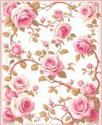 Romantic Pink Rose Vine Pattern Rug