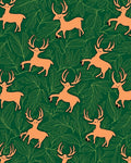 Orange Deer On Green Leafy Background Rug