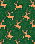 Orange Deer On Green Leafy Background Rug