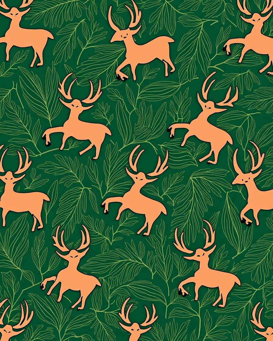 Orange Deer On Green Leafy Background Rug