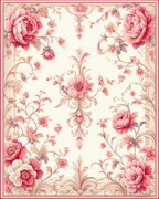 Floral Vines Patterned Cream Rug