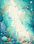 Ocean Life Under Sea Coral Design Rug