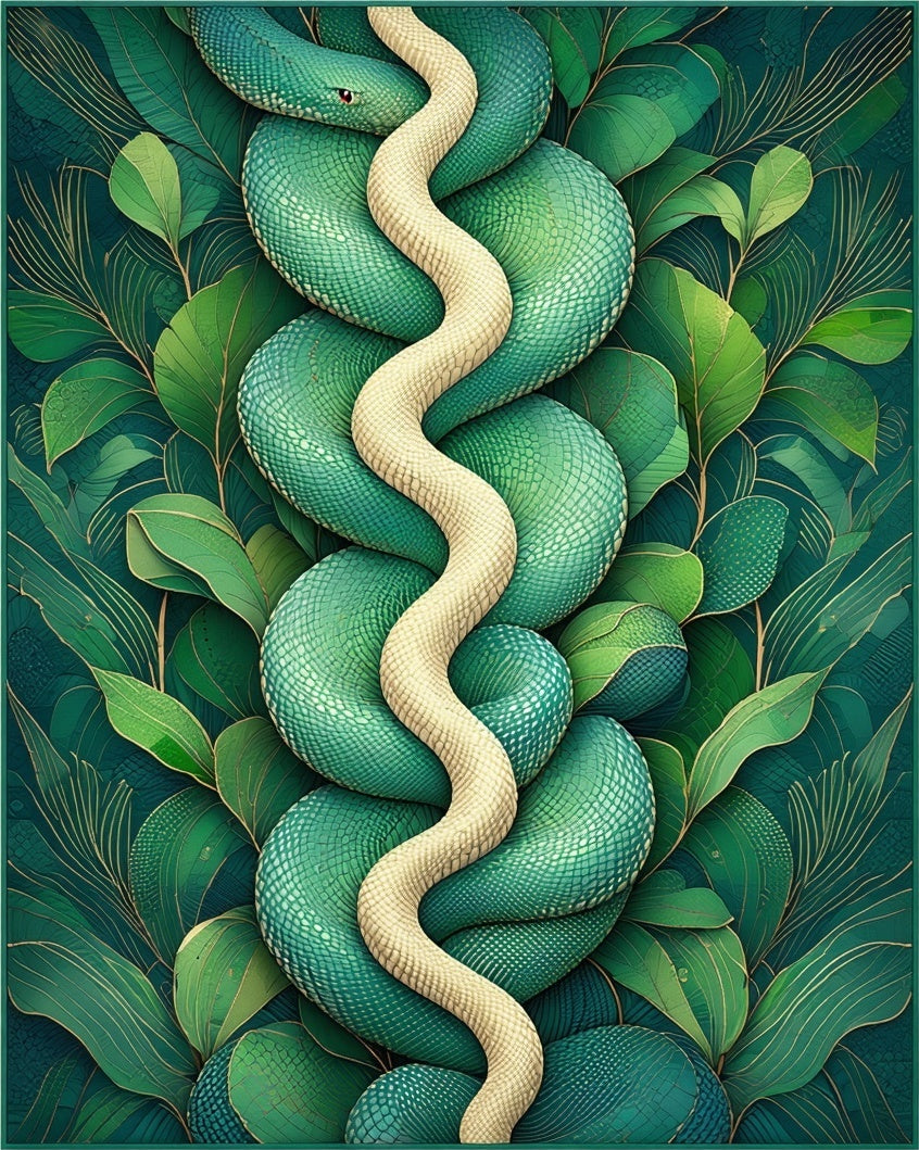 Serpentine Jungle Botanical Abstract Art Rug