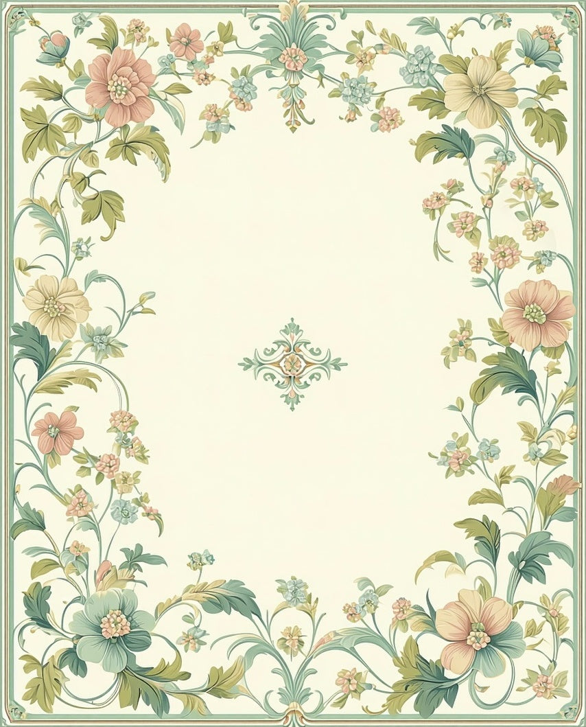 Vintage Floral Vine Pattern Rug