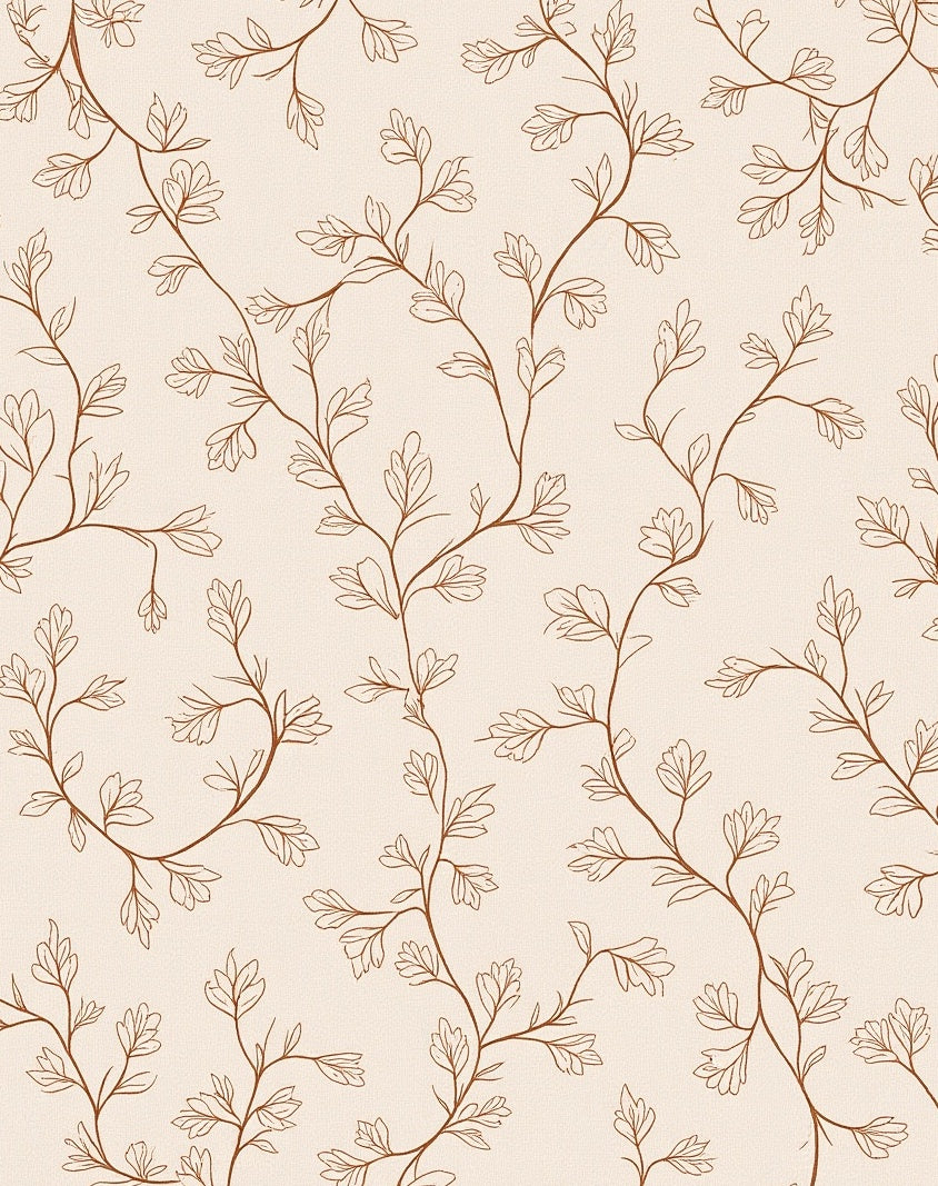 Elegant Vine Leaf Sketch Design Rug
