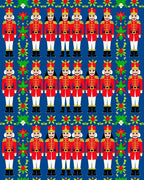 Red Nutcracker Soldier Floral Border Rug