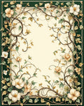 Ornate Floral Vine Motif Rug