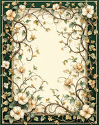 Ornate Floral Vine Motif Rug