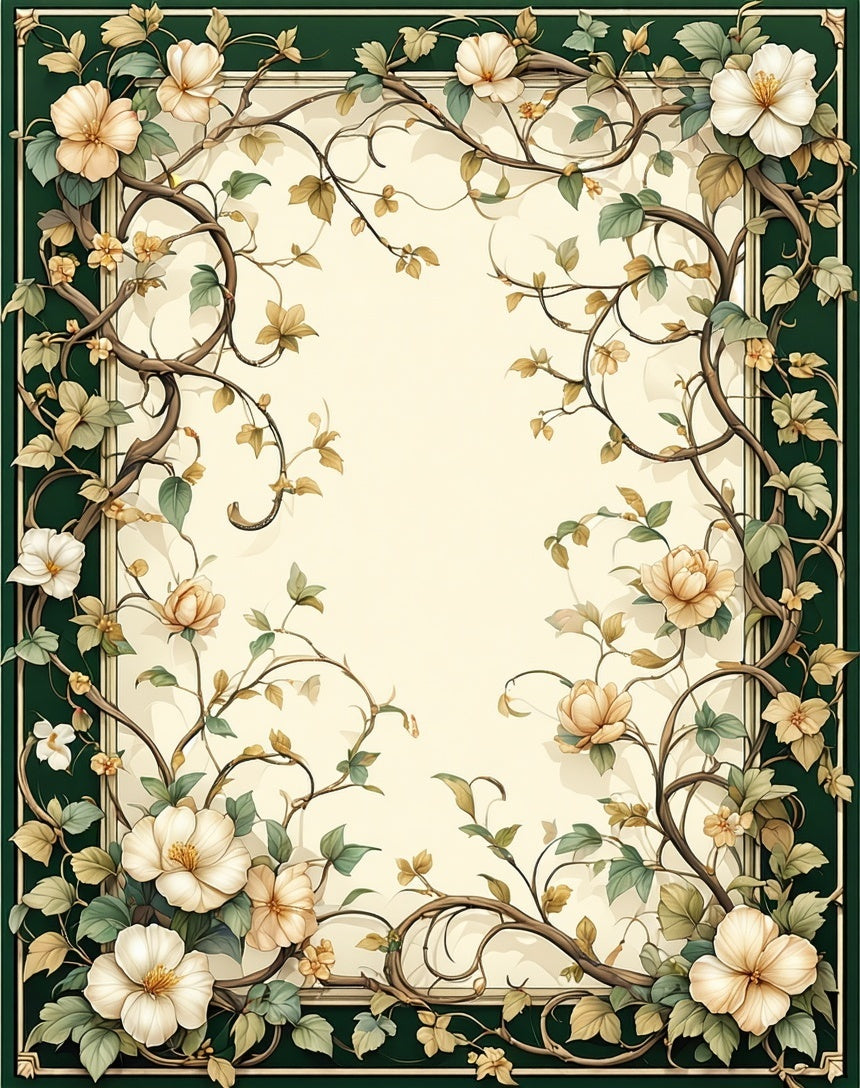 Ornate Floral Vine Motif Rug
