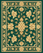 Elaborate Gold Floral Damask Pattern Rug