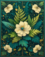 Emerald Jungle Floral Fern Design Rug