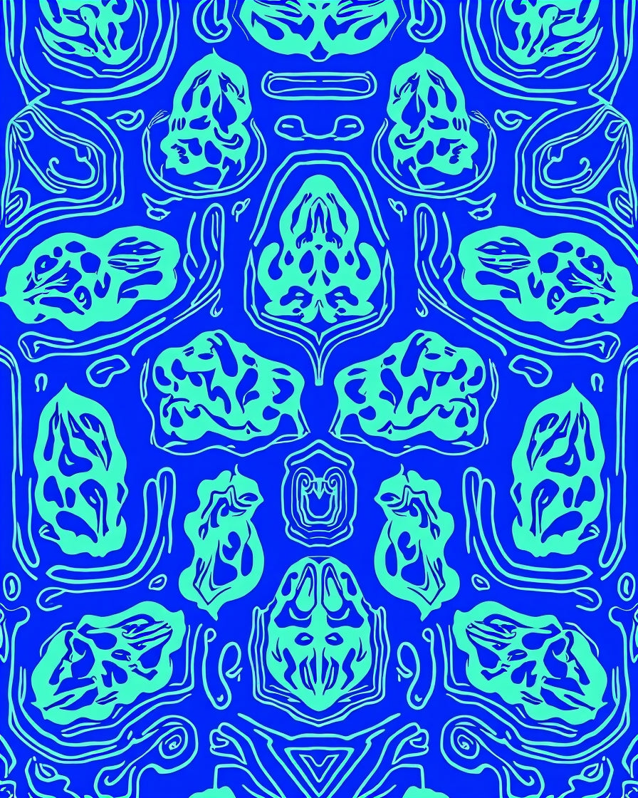 Abstract Blue Mint Organic Pattern Rug