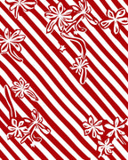 Red White Floral Striped Whimsical Design Rug