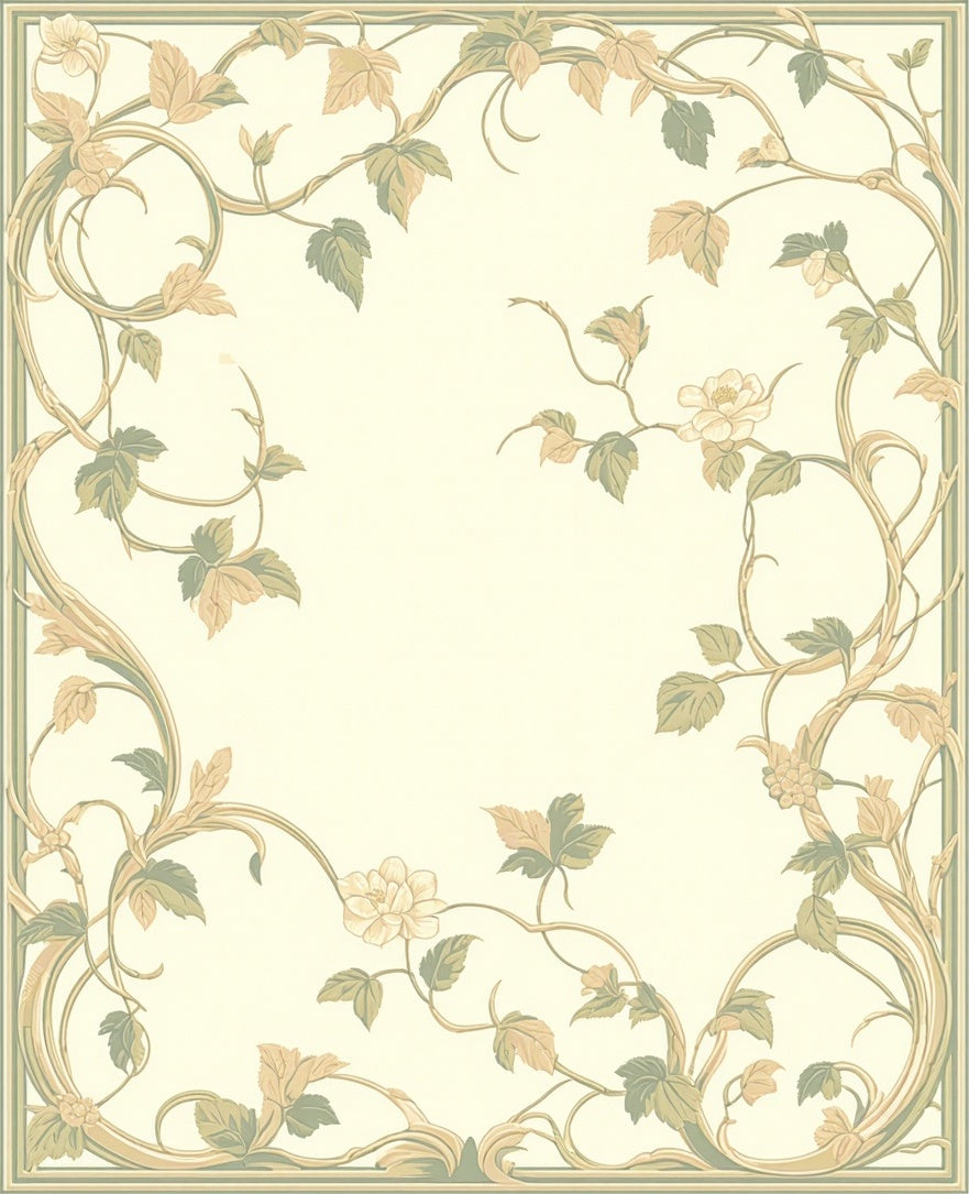 Art Nouveau Floral Vine Border Rug