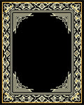 Ornate Black Gold Border Design Rug