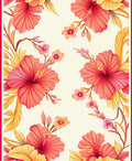 Vibrant Coral Hibiscus Floral Design Rug