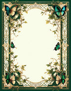 Emerald Garden Butterfly Art Nouveau Rug