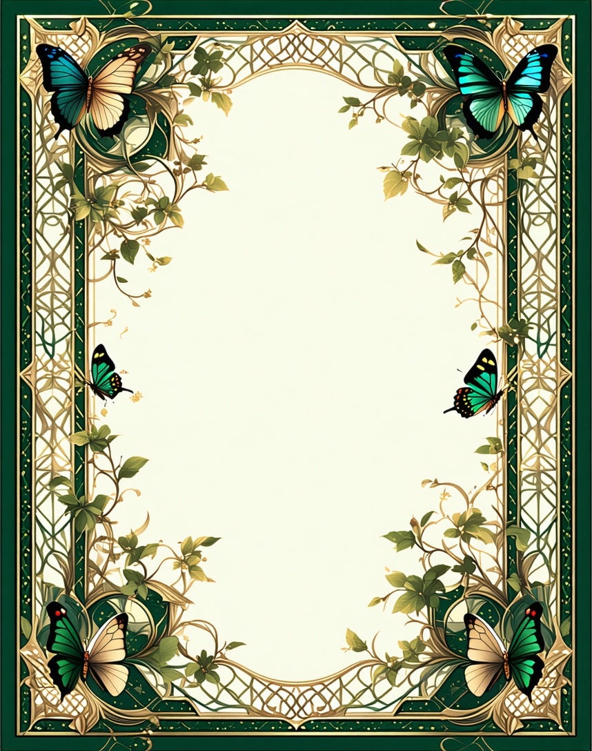 Emerald Garden Butterfly Art Nouveau Rug