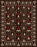 Brown Red Deer Christmas Tree Border Rug