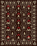 Brown Red Deer Christmas Tree Border Rug