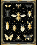 Gold Insect And Butterfly Pattern Design Rug