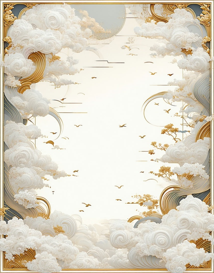 Ethereal Cloudscape with Golden Accents Rug