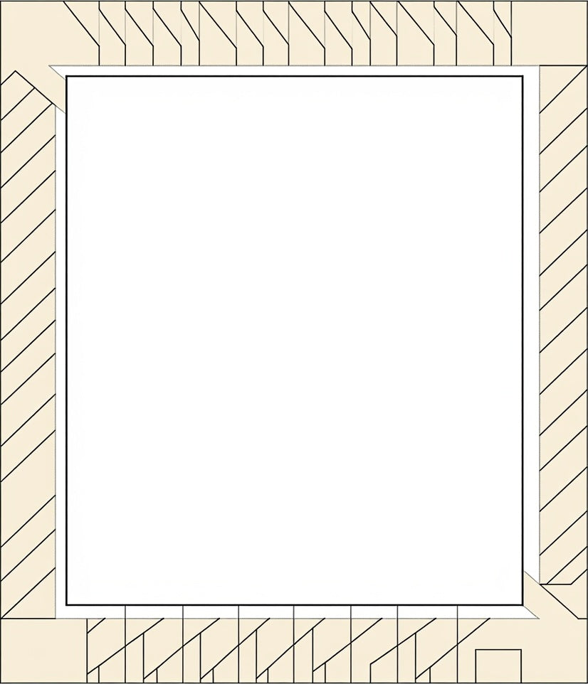 Geometric Tonal Stripe Border Design Rug