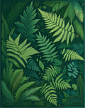 Lush Green Fern Pattern Rug