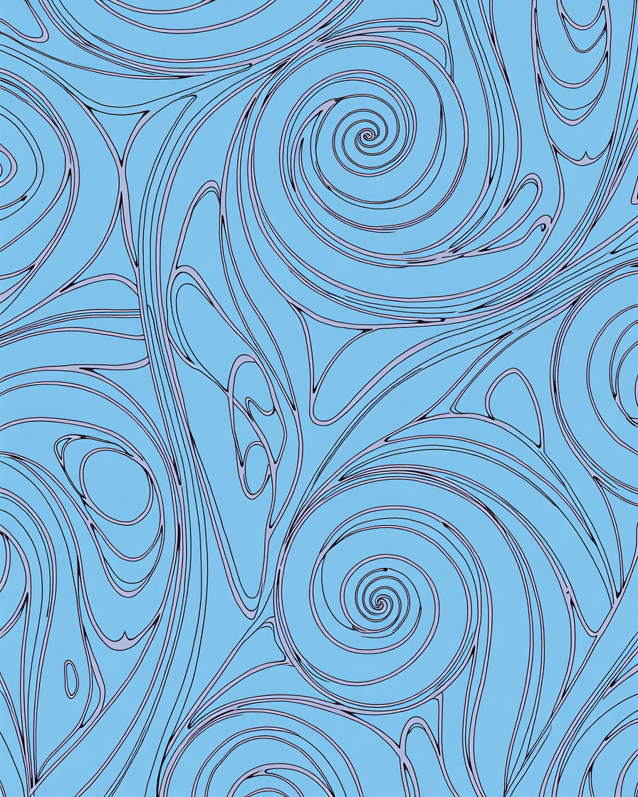 Whimsical Swirls Abstract Blue Pattern Rug