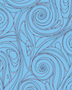 Whimsical Swirls Abstract Blue Pattern Rug
