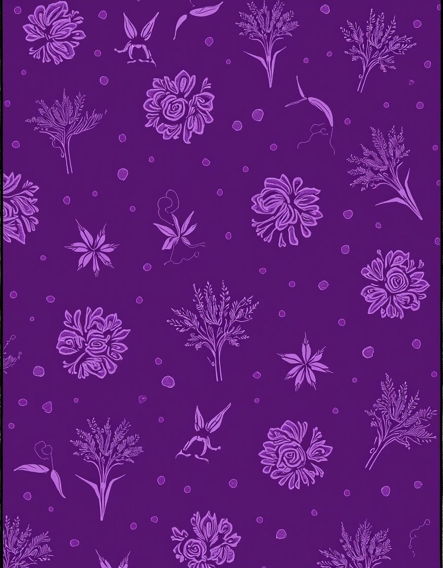 Purple floral outline scatter Rug