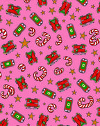Pink Red Candy Cane Star Sleigh Rug