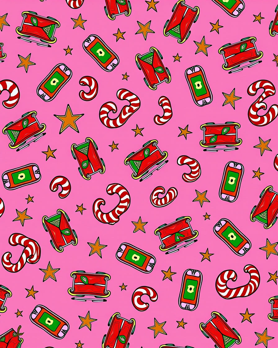 Pink Red Candy Cane Star Sleigh Rug
