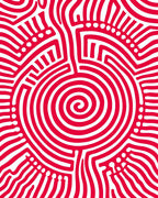 Bold Red Abstract Maze Rug