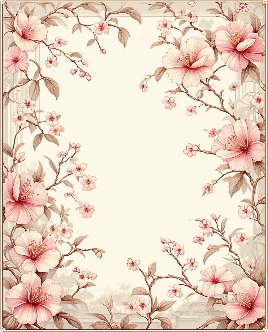 Delicate Pink Cherry Blossom Floral Branches Rug