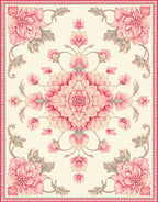 Floral Medallion With Pink Blossoms Rug