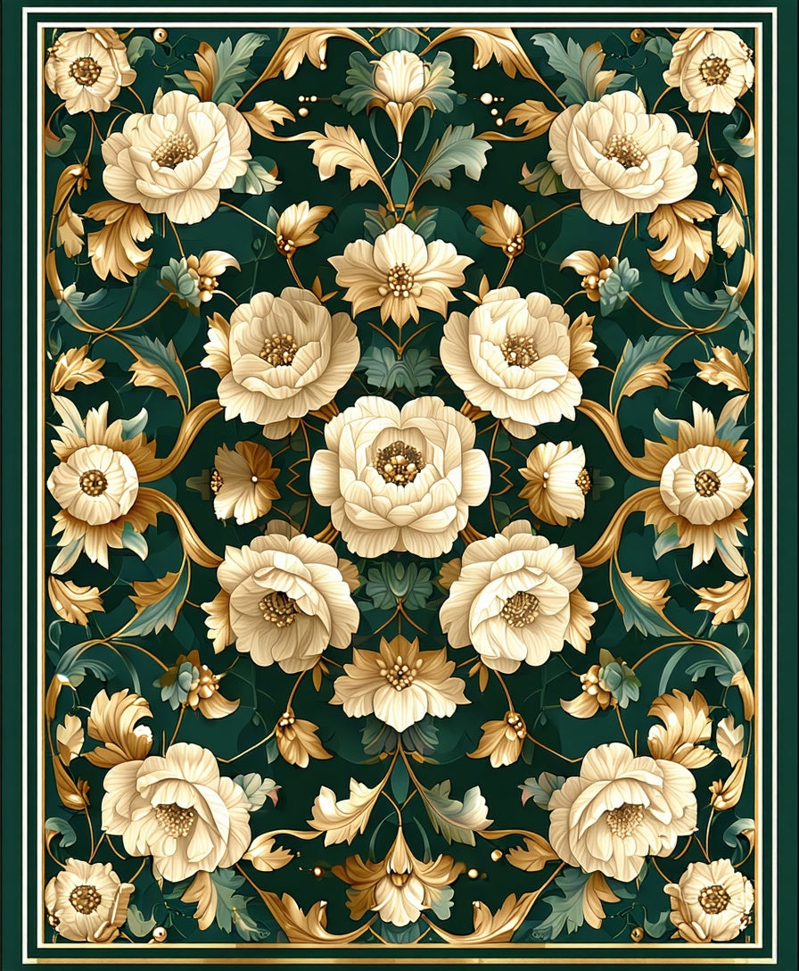 Floral Gold Vines Pattern Rug