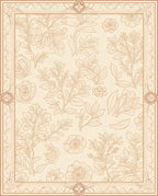 Elegant Floral Outline Vintage Design Rug