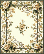 Cream Floral Vine Traditional Design Rug